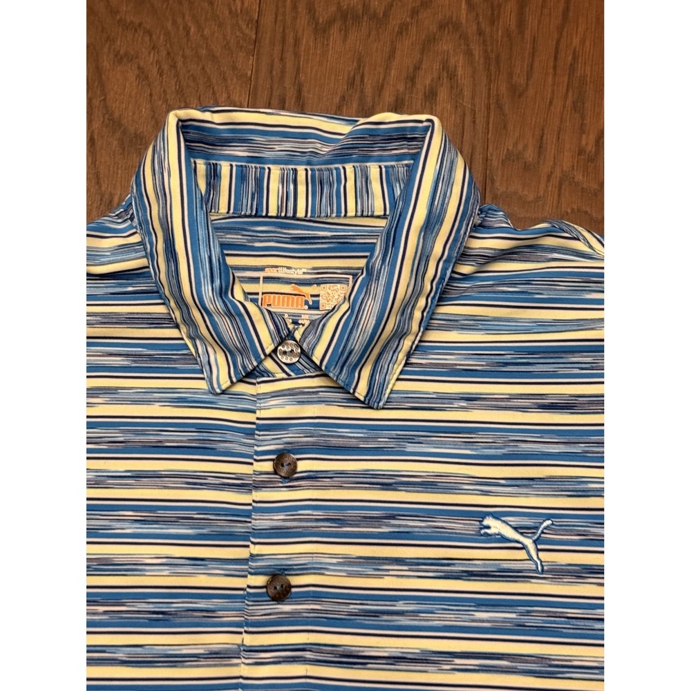 Puma Golf Mens Polo Shirts Striped Performance Dry Cell Blue Small - Picture 14 of 16